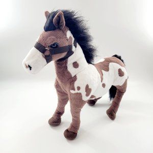 Adventure Planet Large Spotted Horse Stuffed Animal Plush Brown & White Pony 20"